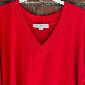 Loft red v-neck sweater/sweatshirt
